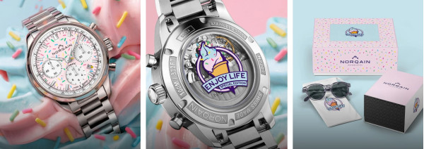 часовник norqain sprinkles бяла гумена каишка розов циферблат classicwatches.bg