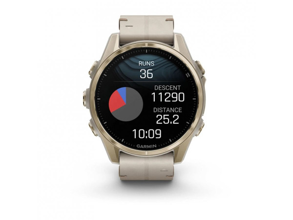 GARMIN FENIX 8 43MM AMOLED SAPPHIRE SOFT GOLD STAINLESS STEEL С FOG GRAY КОЖЕНА КАИШКА 010-02903-40