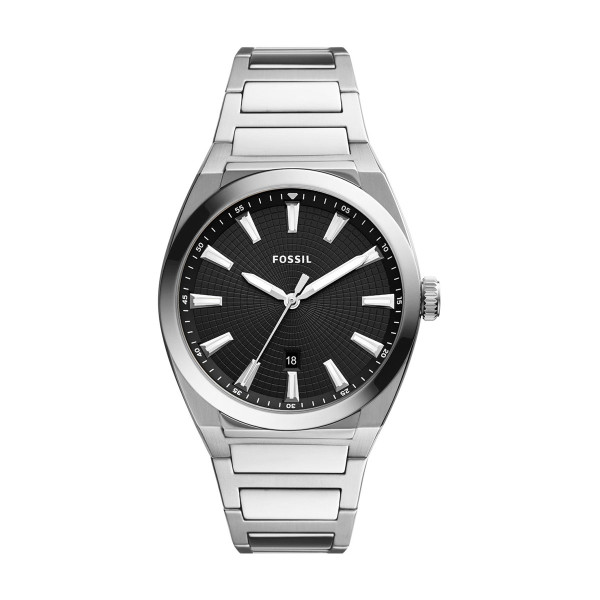 часовник fossil fs5821 мъжки черен циферблат сребриста верижка classicwatches.bg