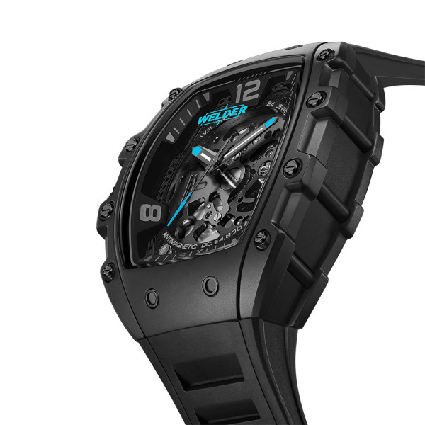 welder automatic skeleton watch wrt1006 all black silicone strap classicwatches.bg