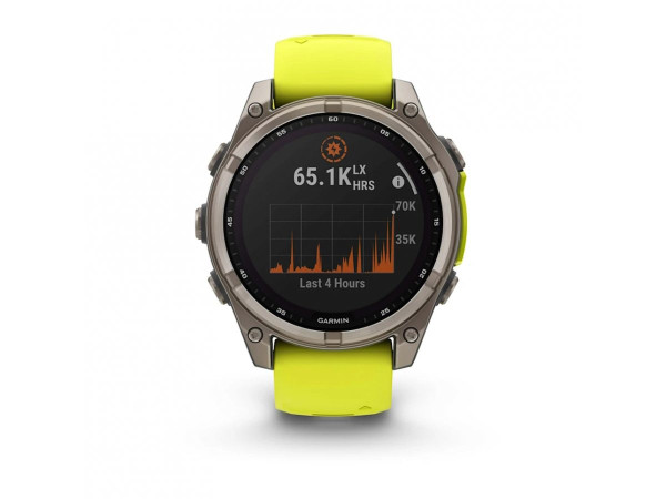 GARMIN FENIX 8 47MM SOLAR SAPPHIRE TITANIUM С AMP YELLOW/GRAPHITE СИЛИКОНОВА КАИШКА 010-02906-21