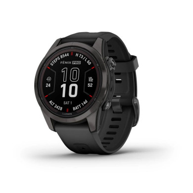 fēnix® 7S Pro - fēnix® 7S Pro – Sapphire Solar Edition - Carbon Grey DLC Titanium с Black каишка