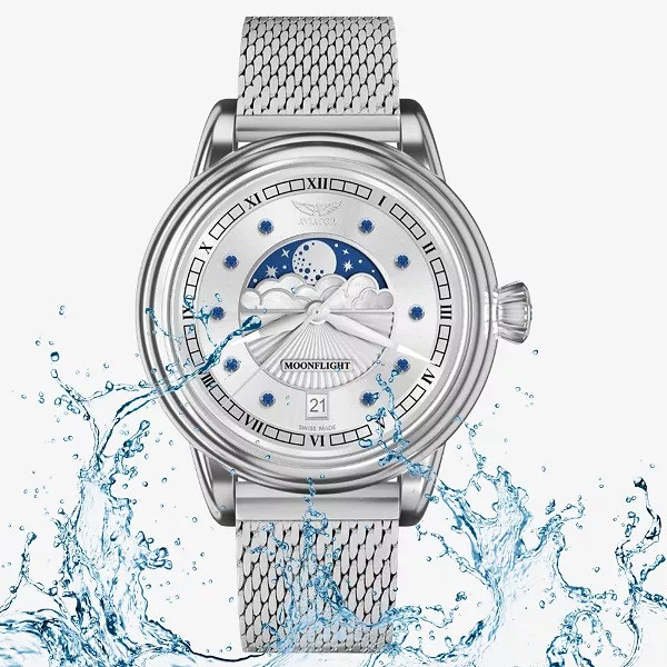 ЧАСОВНИК АVIATOR DOUGLAS MOONFLIGHT GEMSTONE EDITION BLUE SAPHIRE  36MM V.1.33.0.415.5