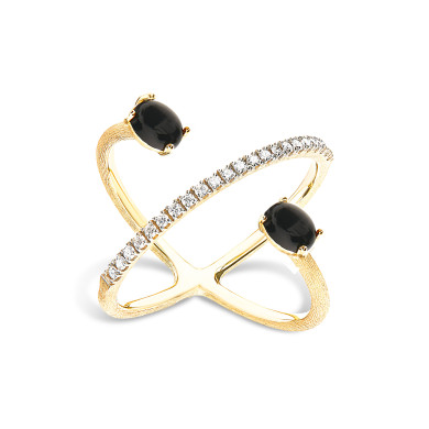 NANIS DANCING MYSTERY BLACK ONYX ПРЪСТЕН ОНИКС, ДИАМАНТИ AS53-597