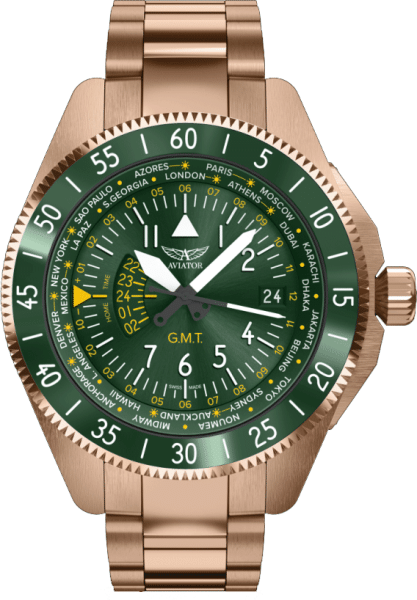 часовник aviator v 1 37 2 309 5 зелен gmt циферблат classicwatches.bg