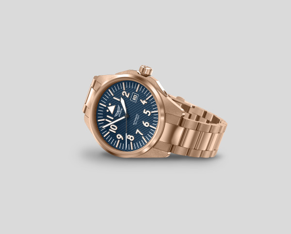 мъжки часовник aviator със син циферблат и дата classicwatches.bg