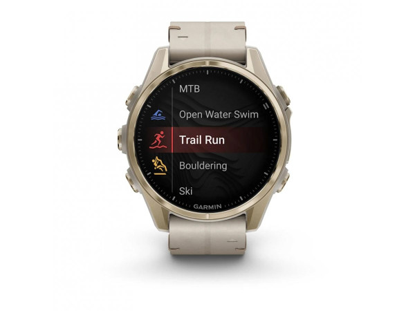 GARMIN FENIX 8 43MM AMOLED SAPPHIRE SOFT GOLD STAINLESS STEEL С FOG GRAY КОЖЕНА КАИШКА 010-02903-40