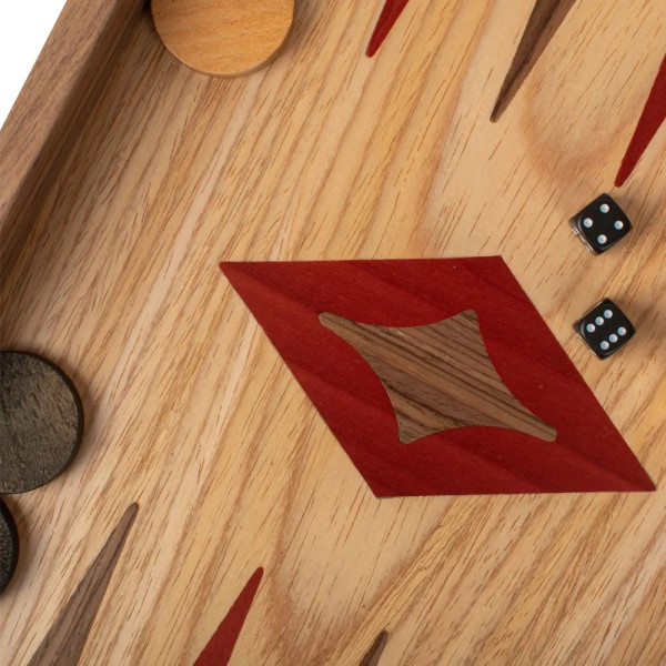 BACKGAMMON FOR GAME MANOPOULOS - OAK AND AMERICAN WALNUT, 52X48 CM