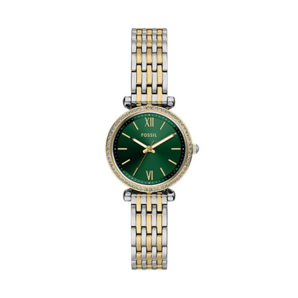 часовник fossil es5439 дамски зелен циферблат двуцветна верижка classicwatches.bg