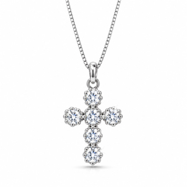 COMETE AMBROSIA gold necklace cross with zirconia AGZ396