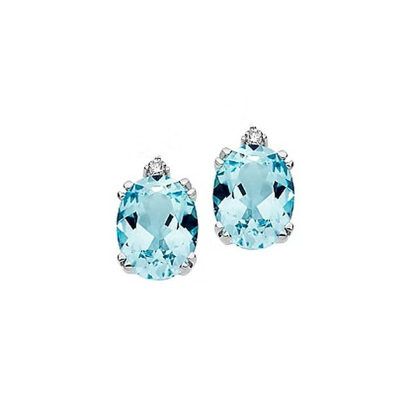 COMETE GOLD EARRINGS OVAL BLUE TOPAZ, DIAMONDS ORB767