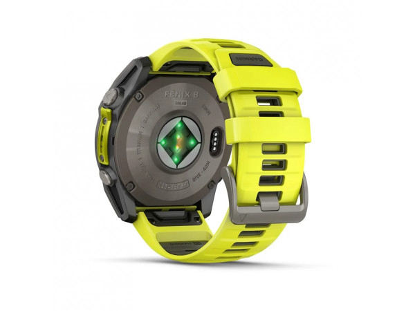 GARMIN FENIX 8 51MM SOLAR SAPPHIRE TITANIUM С AMP YELLOW/GRAPHITE СИЛИКОНОВА КАИШКА 010-02907-21