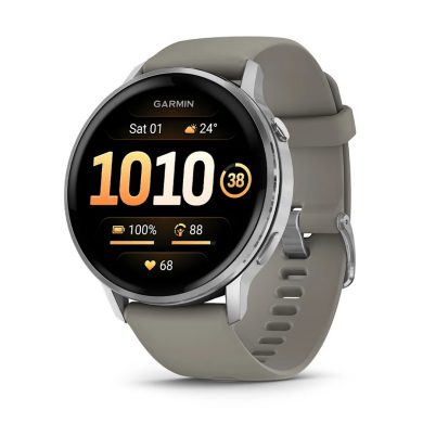 ЧАСОВНИК GARMIN VENU 4 45ММ SILVER С SILVER GRAY СИЛИКОНОВА КАИШКА 010-03014-01
