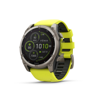 GARMIN FENIX 8 51MM SOLAR SAPPHIRE TITANIUM С AMP YELLOW/GRAPHITE СИЛИКОНОВА КАИШКА 010-02907-21