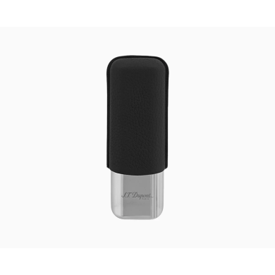 Калъф за 2 пури S.T.Dupont BLACK GRAINED AND CHROME DOUBLE CIGAR CASE 183260