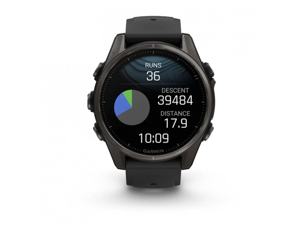 GARMIN FĒNIX® 8 - 43 мм, AMOLED - FĒNIX® 8 - 43 мм, AMOLED, Sapphire - Carbon Gray DLC Titanium с Black/Pebble Gray силиконова каишка