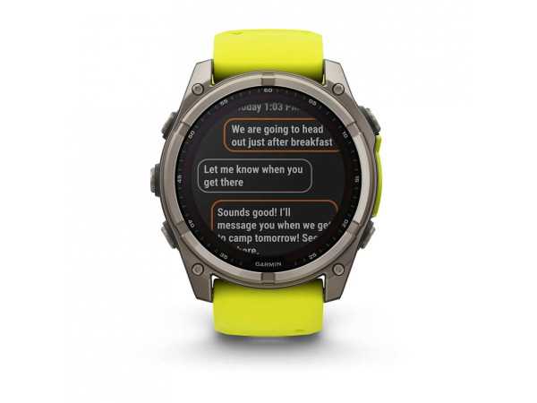 GARMIN FENIX 8 51MM SOLAR SAPPHIRE TITANIUM С AMP YELLOW/GRAPHITE СИЛИКОНОВА КАИШКА 010-02907-21