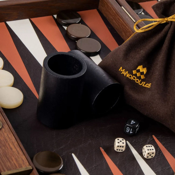 LUXURY BACKGAMMON FOR GAME MANOPOULOS - CROCODILE TOTE ANTIQUE BROWN, 60 X 48 CM, GENUINE LEATHER