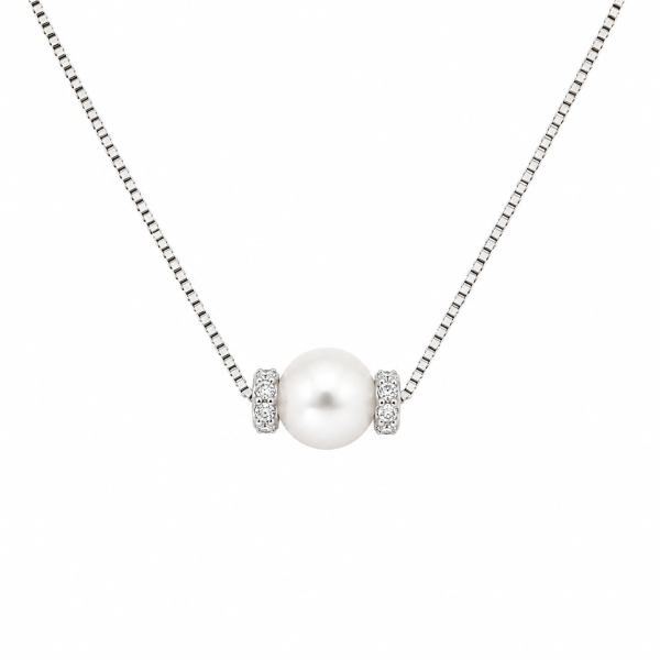 Cara Diamanti gold necklace with zirconia and pearl P3163W