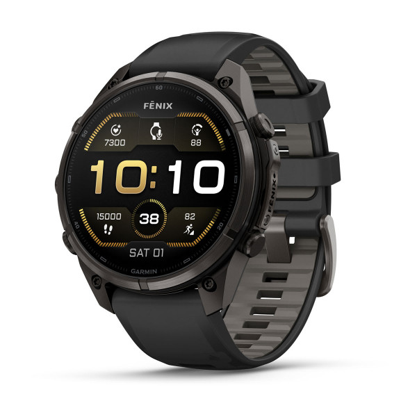 Garmin Fenix 9 Pro Carbon Gray DLC Titanium с Black/Pebble Grey силиконова каишка 010-04336-16