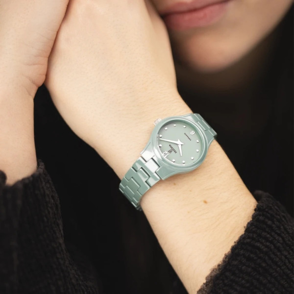 часовник festina f20751/3 елегантен дамски керамичен часовник зелен classicwatches.bg