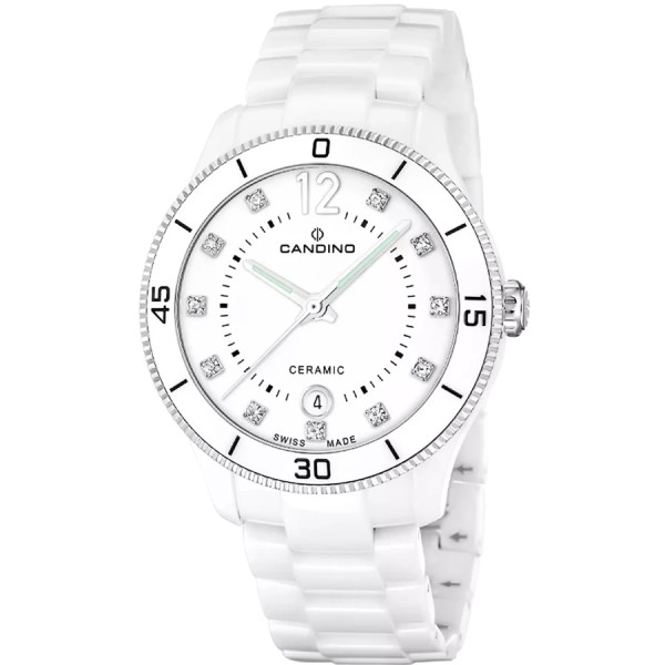 дамски часовник candino c4794/2 бяла керамика swiss made classicwatches.bg
