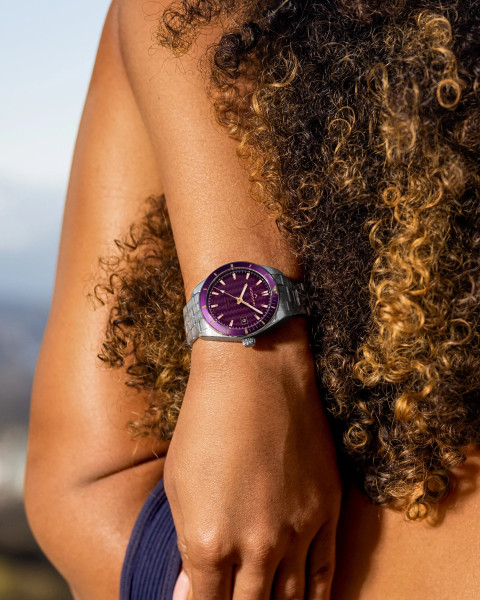 NORQAIN Adventure Sport N1800.08S02.P01 автоматичен часовник с алуминиев лилав безел – classicwatches.bg