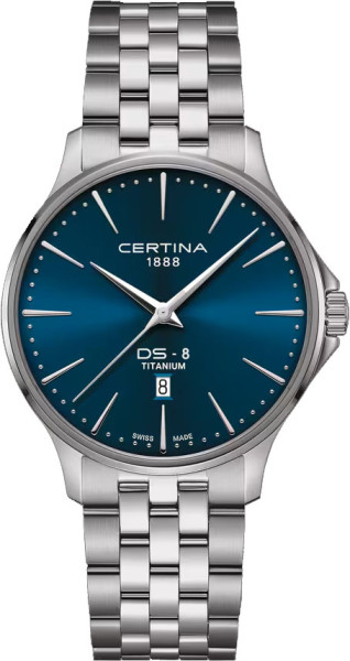 CERTINA DS-8 Gent 40mm C045.410.44.041.00 – мъжки часовник с титаниев корпус и верижка, изглед отпред – classicwatches.bg