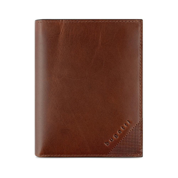 Мъжки портфейл Bugatti - Nobile Vertical With Flap, тъмнокафяв