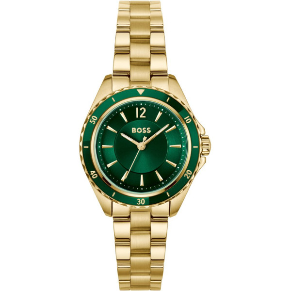 часовник hugo boss 1502849 дамски зелен циферблат златни акценти classicwatches.bg