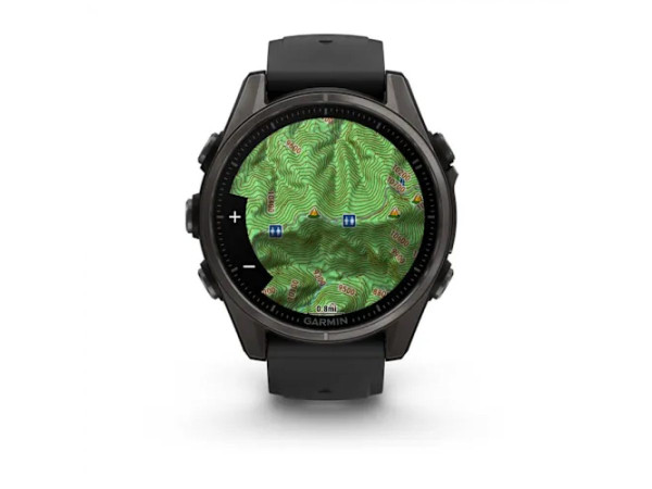 GARMIN FĒNIX® 8 - 43 мм, AMOLED - FĒNIX® 8 - 43 мм, AMOLED, Sapphire - Carbon Gray DLC Titanium с Black/Pebble Gray силиконова каишка