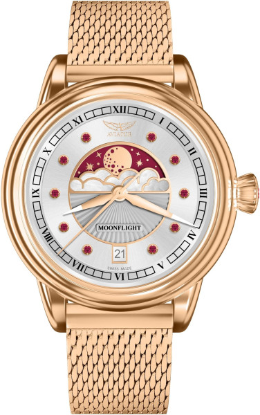 ЧАСОВНИК АVIATOR DOUGLAS MOONFLIGH GEMSTONE EDITION RUBY 36MM V.1.33.2.420.5