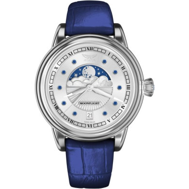 ЧАСОВНИК АVIATOR DOUGLAS MOONFLIGHT GEMSTONE EDITION BLUE SAPHIRE 36MM V.1.33.0.359.4