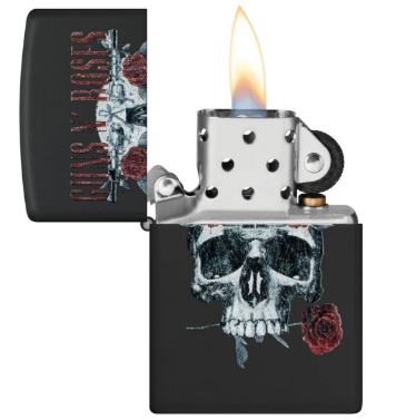 LIGHTER ZIPPO - GUNS N' ROSES, FLOWER SKULL DESIGN