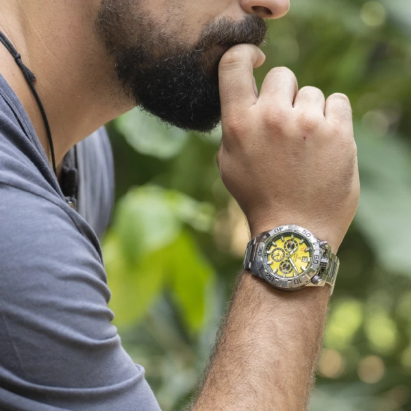 часовник festina f20743/4 мъжки жълт циферблат стоманена верижка classicwatches.bg