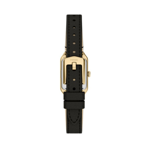 fossil es5470 дамски часовник с черна кожена каишка и златист корпус classicwatches.bg
