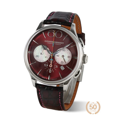Часовник ALEXANDER SHOROKHOFF Happy Second Bordeaux 42mm Limited edition 50pcs AS.HS-06