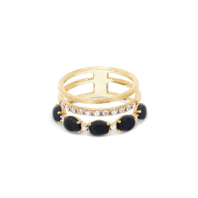 NANIS DANCING MYSTERY BLACK ONYX ПРЪСТЕН ОНИКС, ДИАМАНТИ AS32-597