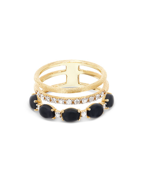 NANIS DANCING MYSTERY BLACK ONYX ПРЪСТЕН ОНИКС, ДИАМАНТИ AS32-597