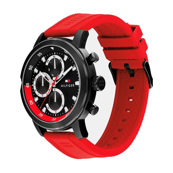 Tommy Hilfiger 1792178 мъжки часовник черен циферблат червена каишка ClassicWatches.bg

