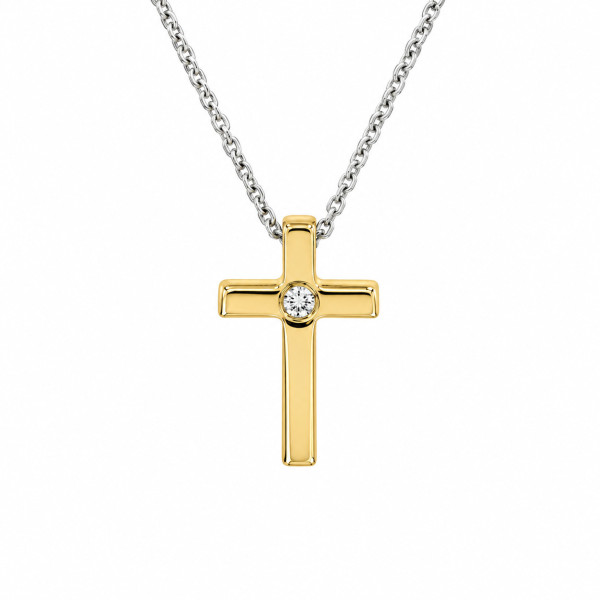 Cara Diamanti gold necklace with diamond CLN1450Y/0.01ctsSI/H