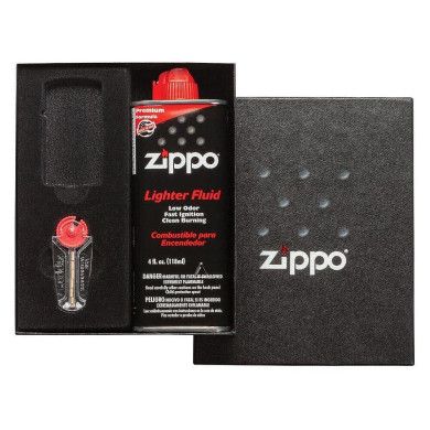 Подаръчна кутия с отделение за Zippo Slim, в комплект с бензин и камъчета