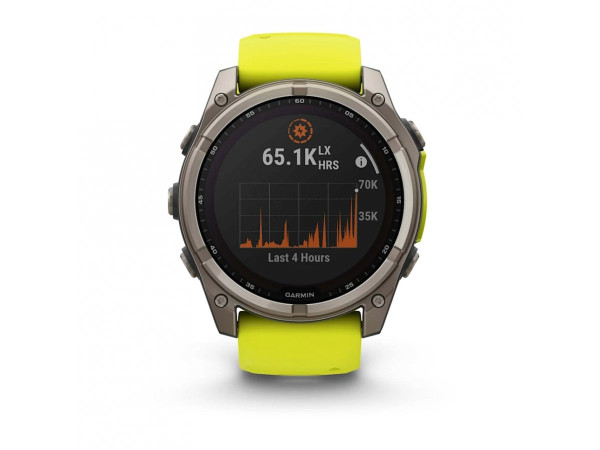 GARMIN FENIX 8 51MM SOLAR SAPPHIRE TITANIUM С AMP YELLOW/GRAPHITE СИЛИКОНОВА КАИШКА 010-02907-21