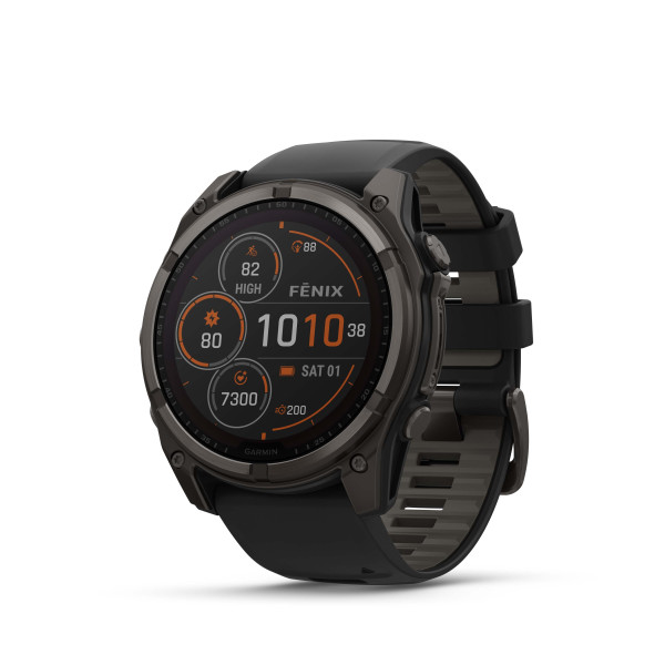 GARMIN FENIX 8 51MM SOLAR SAPPHIRE CARBON GRAY DLC TITANIUM С BLACK/PEBBLE GRAY СИЛИКОНОВА КАИШКА 010-02907-11