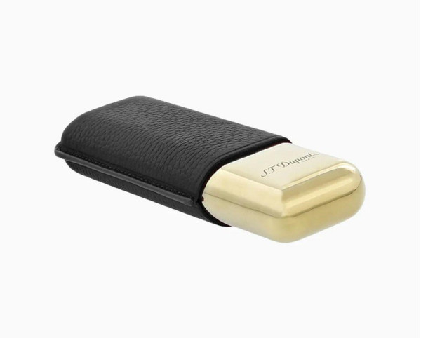 Калъф за 2 пури S.T.Dupont BLACK GRAINED AND GOLD DOUBLE CIGAR CASE 183250