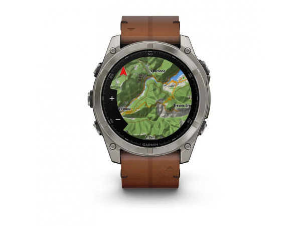 GARMIN FENIX 8 51MM AMOLED SAPPHIRE BARE TITANIUM BLACK С CHESTNUT КОЖЕНА КАИШКА