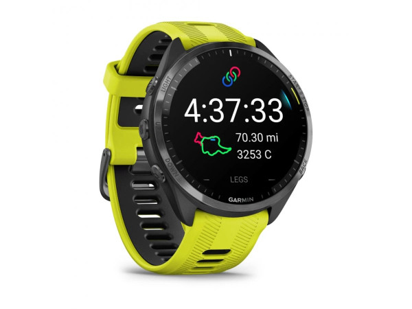 GARMIN FORERUNNER 965 CARBON GREY DLC TITANIUM БЕЗЕЛ С BLACK КОРПУС И AMP YELLOW/BLACK СИЛИКОНОВА КАИШКА 010-02809-12