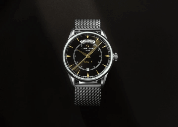 Certina DS-1 Day Date 40mm C029.430.11.051.00 мъжки часовник с черен циферблат и стоманена верижка – classicwatches.bg