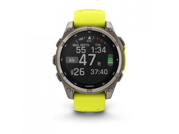 GARMIN FENIX 8 47MM SOLAR SAPPHIRE TITANIUM С AMP YELLOW/GRAPHITE СИЛИКОНОВА КАИШКА 010-02906-21