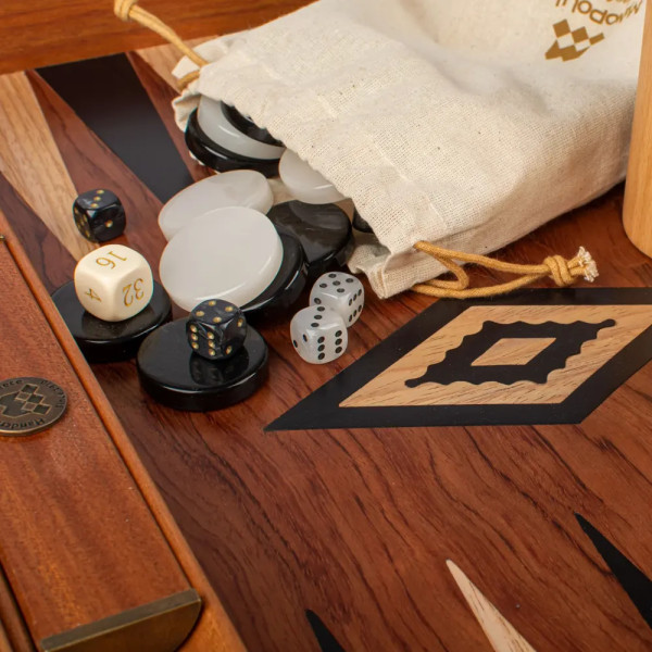 BACKGAMMON FOR GAME MANOPOULOS - ROSEWOOD BLACK & OAK POINTS, 48 X 53 CM